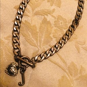 Juicy Couture Pave Heart Necklace, Antique Copper